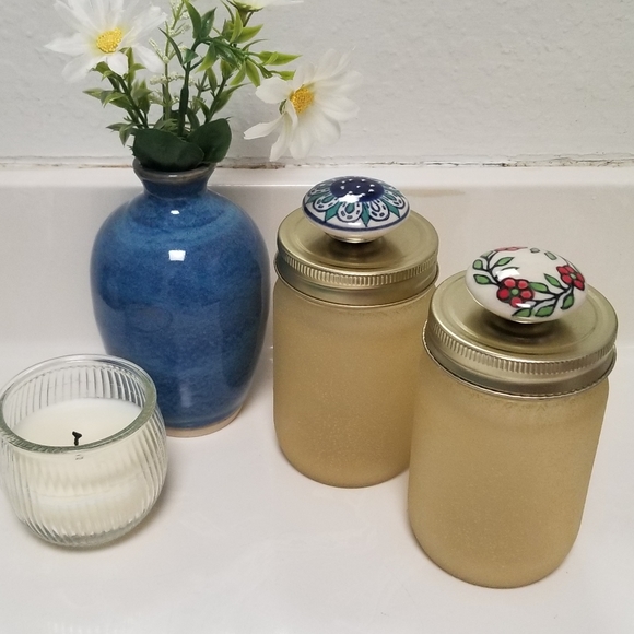 Repurposed Frosted Glass Jars - Picture 2 of 4